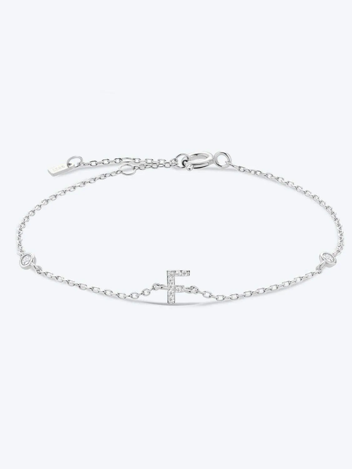 A To F Zircon 925 Sterling Silver Bracelet F-Silver One Size Bracelets - Tophatter Daily Deals