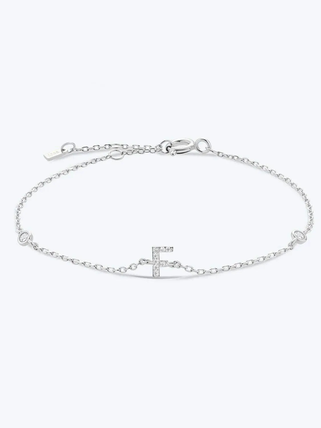 A To F Zircon 925 Sterling Silver Bracelet F-Silver One Size Bracelets - Tophatter Daily Deals