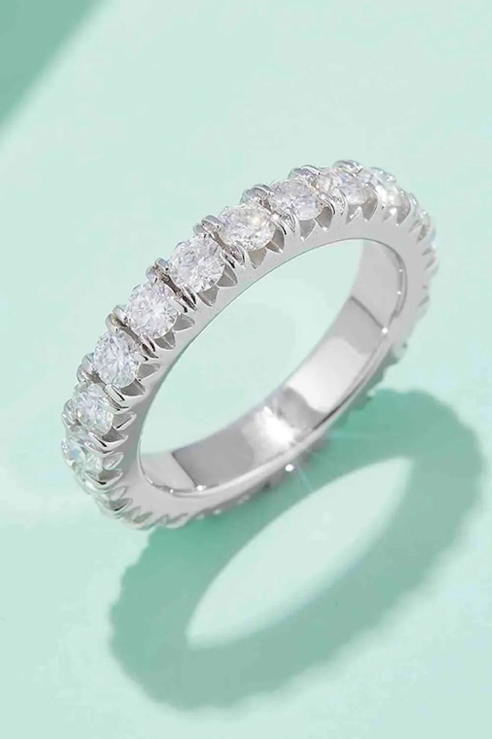 Adored 2.3 Carat Moissanite 925 Sterling Silver Eternity Ring Silver Moissanite - Tophatter Daily Deals