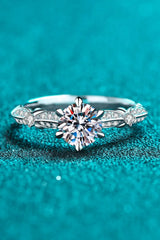 925 Sterling Silver Inlaid Moissanite 6-Prong Ring Moissanite - Tophatter Daily Deals