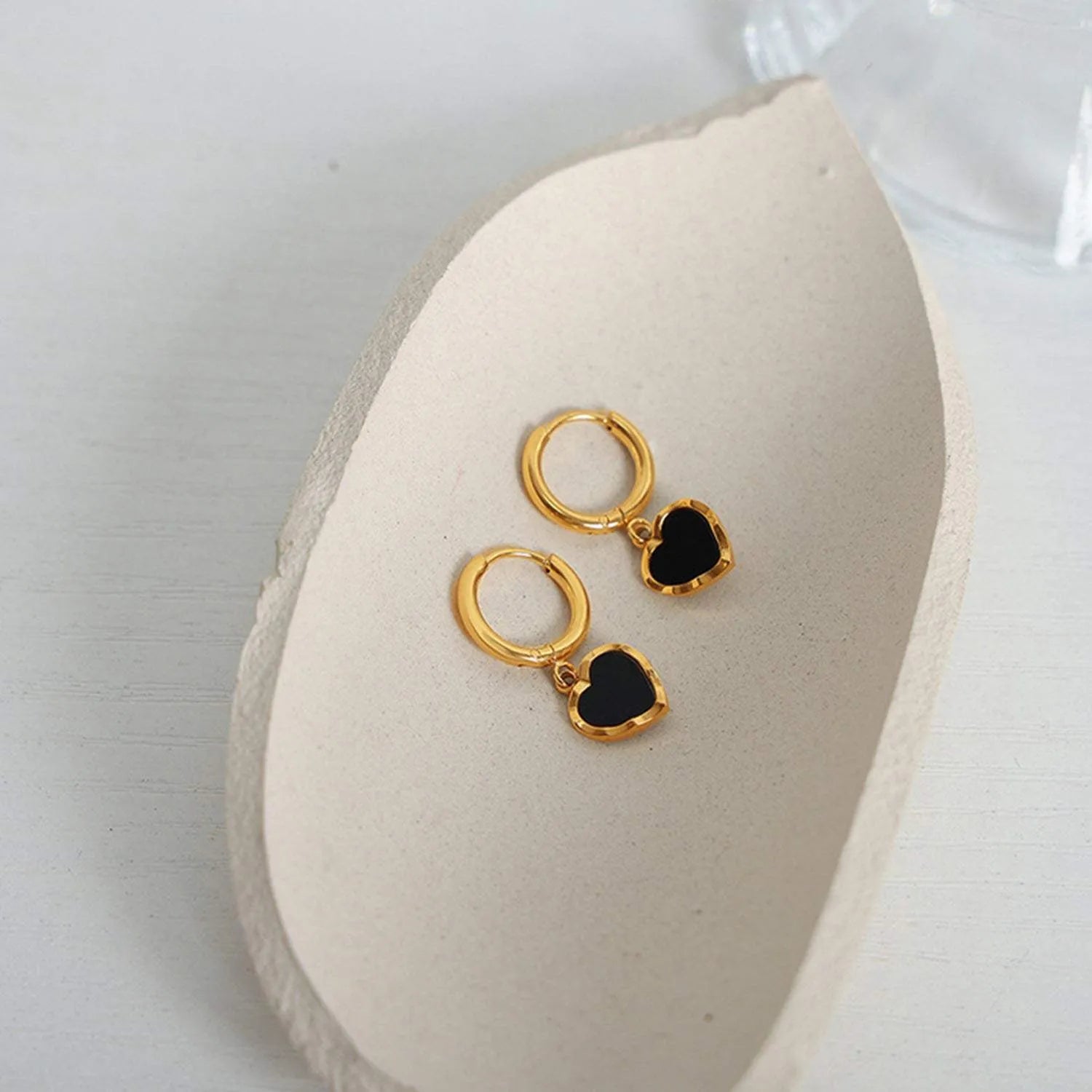 18K Gold-Plated Heart Drop Earrings Gold One Size Earrings - Tophatter Daily Deals