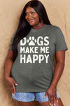 Simply Love Full Size DOGS MAKE ME HAPPY Graphic Cotton T-Shirt Women's T-Shirts - Tophatter Daily Deals