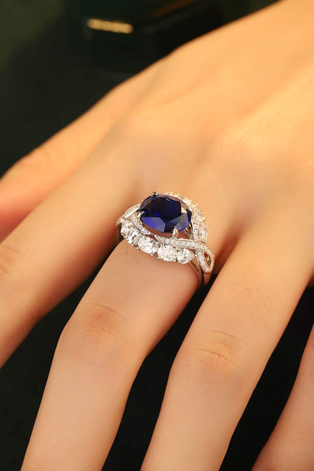 5 Carat Lab-Grown Sapphire Platinum-Plated Ring Rings - Tophatter Daily Deals