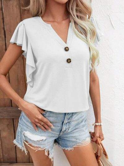 Notched Cap Sleeve T-Shirt Women's T-Shirts - Tophatter Daily Deals