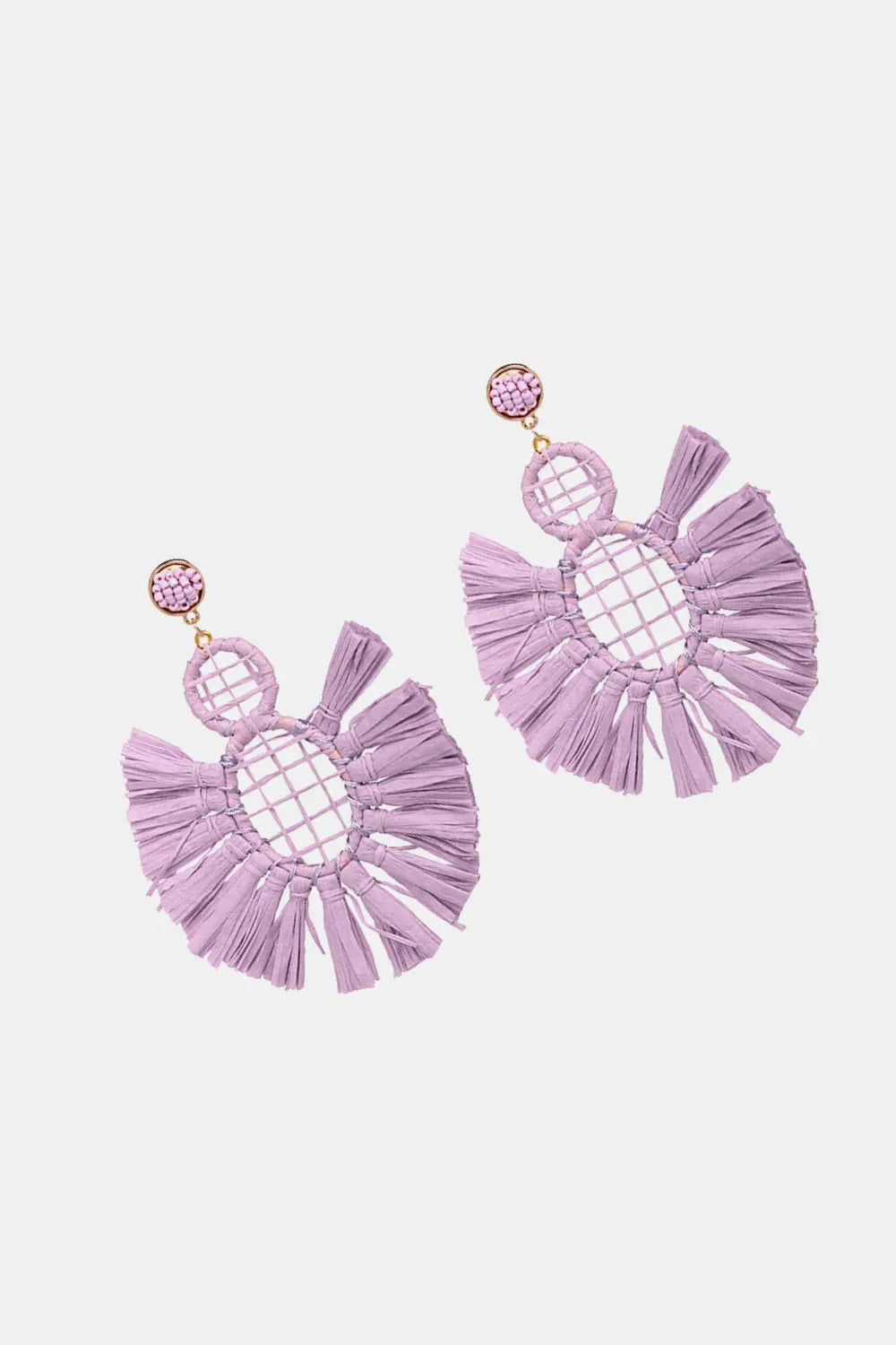 Raffia Grass Tassel Detail Dangle Earrings Earrings - Tophatter Daily Deals