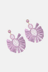Raffia Grass Tassel Detail Dangle Earrings Earrings - Tophatter Daily Deals