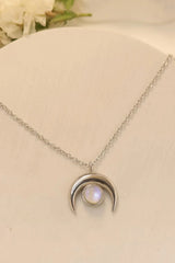 High Quality Natural Moonstone Moon Pendant 925 Sterling Silver Necklace Moonstone - Tophatter Daily Deals