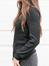 Textured Mock Neck Long Sleeve T-Shirt Women's T-Shirts - Tophatter Daily Deals