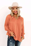 Swiss Dot Tie Neck Flounce Sleeve Blouse Orange Blouses - Tophatter Daily Deals