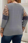 Plus Size Striped Round Neck Long Sleeve T-Shirt Women's T-Shirts - Tophatter Daily Deals