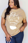 Simply Love Full Size COFFEE MAKES EVERYTHING POSSIBLE Graphic Cotton Tee Taupe Women's T-Shirts - Tophatter Daily Deals