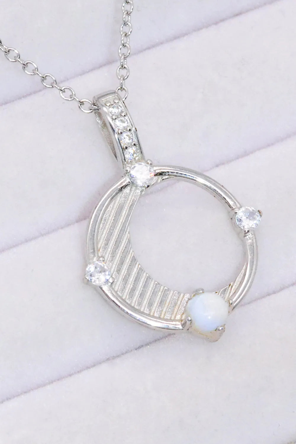 Inlaid Zircon and Natural Moonstone Pendant Necklace Moonstone - Tophatter Daily Deals