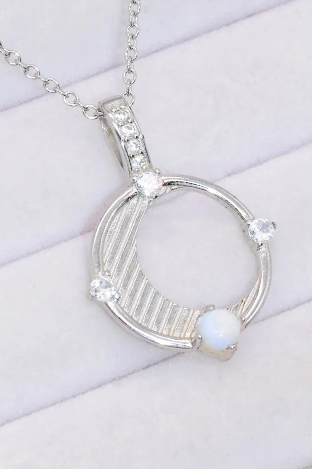 Inlaid Zircon and Natural Moonstone Pendant Necklace Moonstone - Tophatter Daily Deals