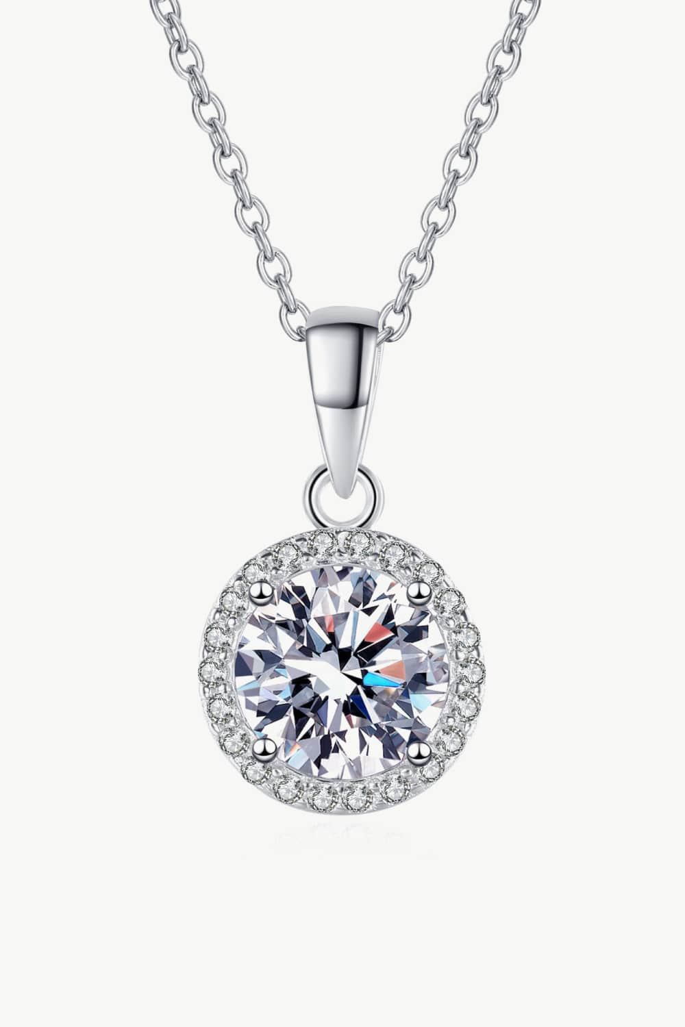 Adored Chance to Charm 1 Carat Moissanite Round Pendant Chain Necklace Moissanite - Tophatter Daily Deals