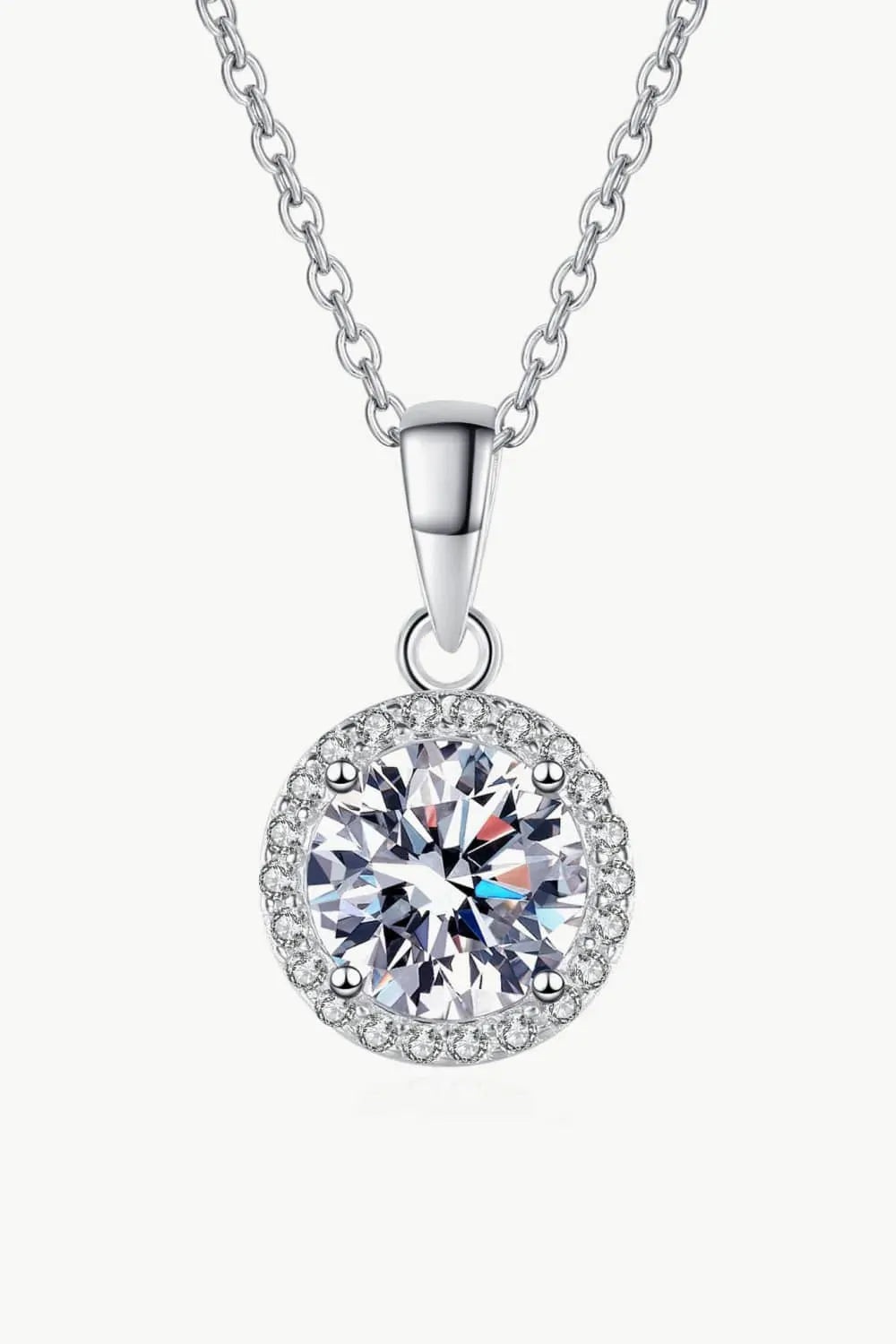 Adored Chance to Charm 1 Carat Moissanite Round Pendant Chain Necklace Moissanite - Tophatter Daily Deals