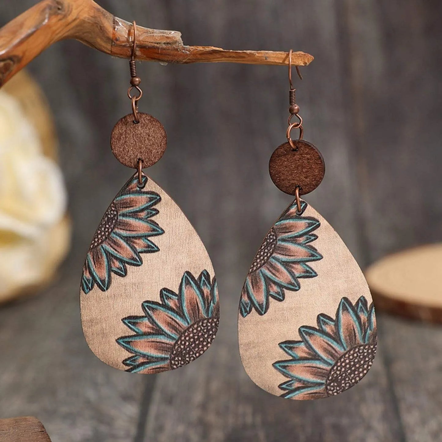 Wooden Iron Hook Dangle Earrings Style B One Size Earrings - Tophatter Daily Deals