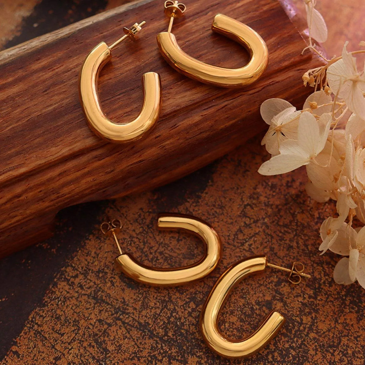 Titanium Steel Gold-Plated Earrings Earrings - Tophatter Daily Deals