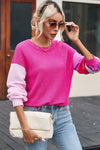 Color Block Waffle-Knit Blouse Blouses - Tophatter Daily Deals