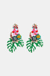 Leaf & Flower Shape Zinc Alloy Dangle Earrings Mid Green One Size Earrings - Tophatter Daily Deals