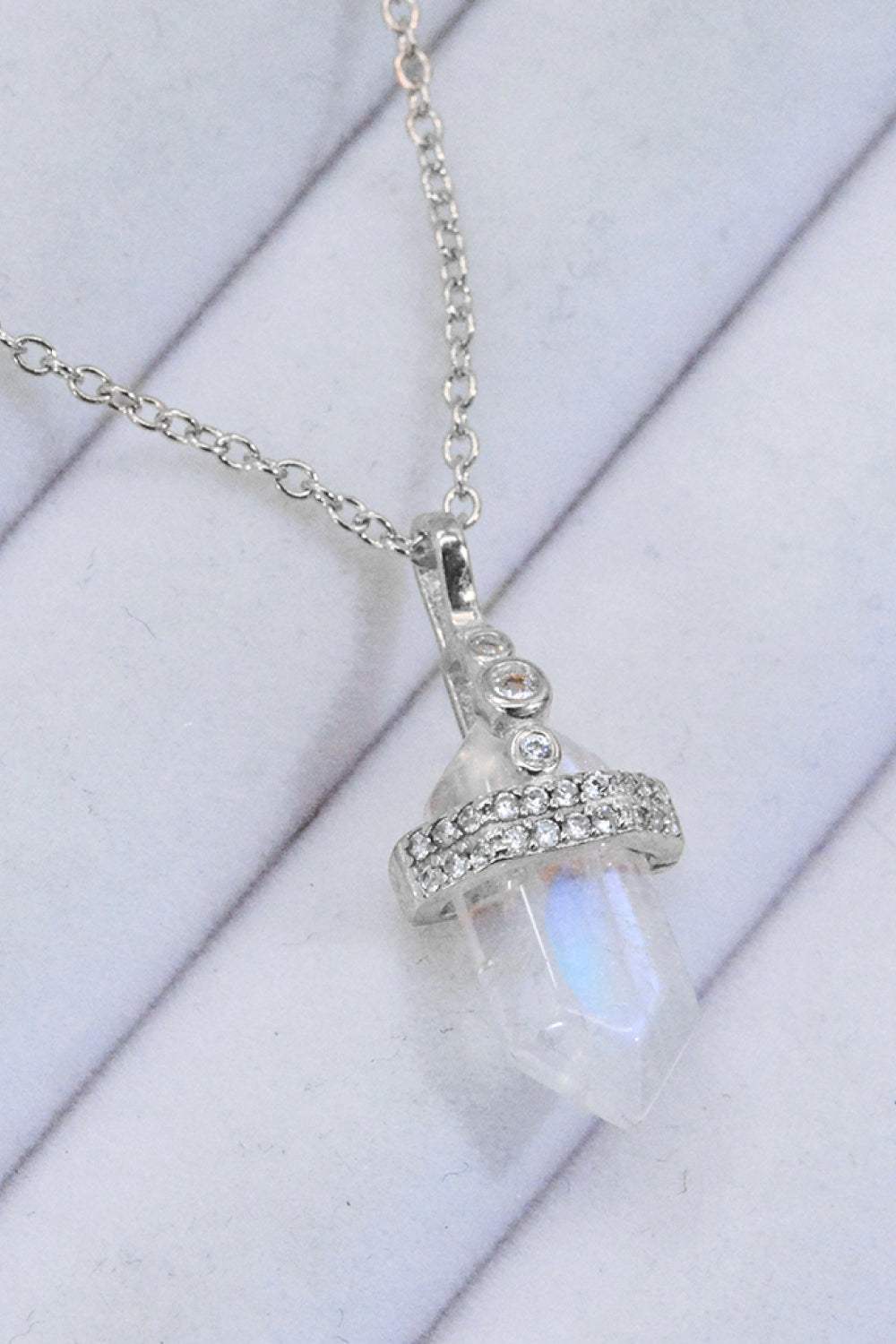 925 Sterling Silver Moonstone Pendant Necklace Moonstone - Tophatter Daily Deals