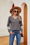 V-Neck Long Sleeve T-Shirt Heather Gray Women's T-Shirts - Tophatter Daily Deals