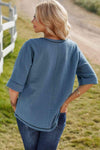 Textured V-Neck Half Sleeve Blouse Blouses - Tophatter Daily Deals