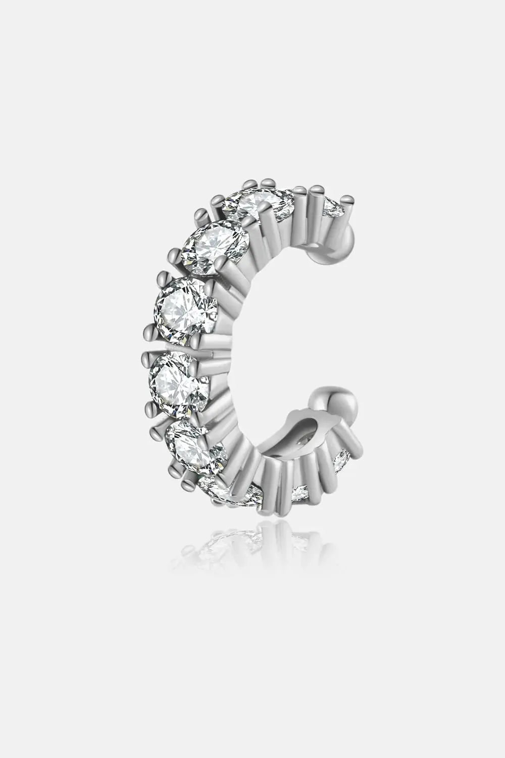 Inlaid Zircon Single Cuff Earring Silver One Size Earrings - Tophatter Daily Deals