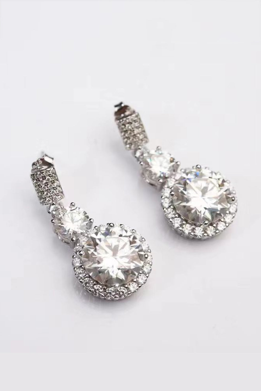 12 Carat Moissanite Platinum-Plated Drop Earrings Moissanite - Tophatter Daily Deals