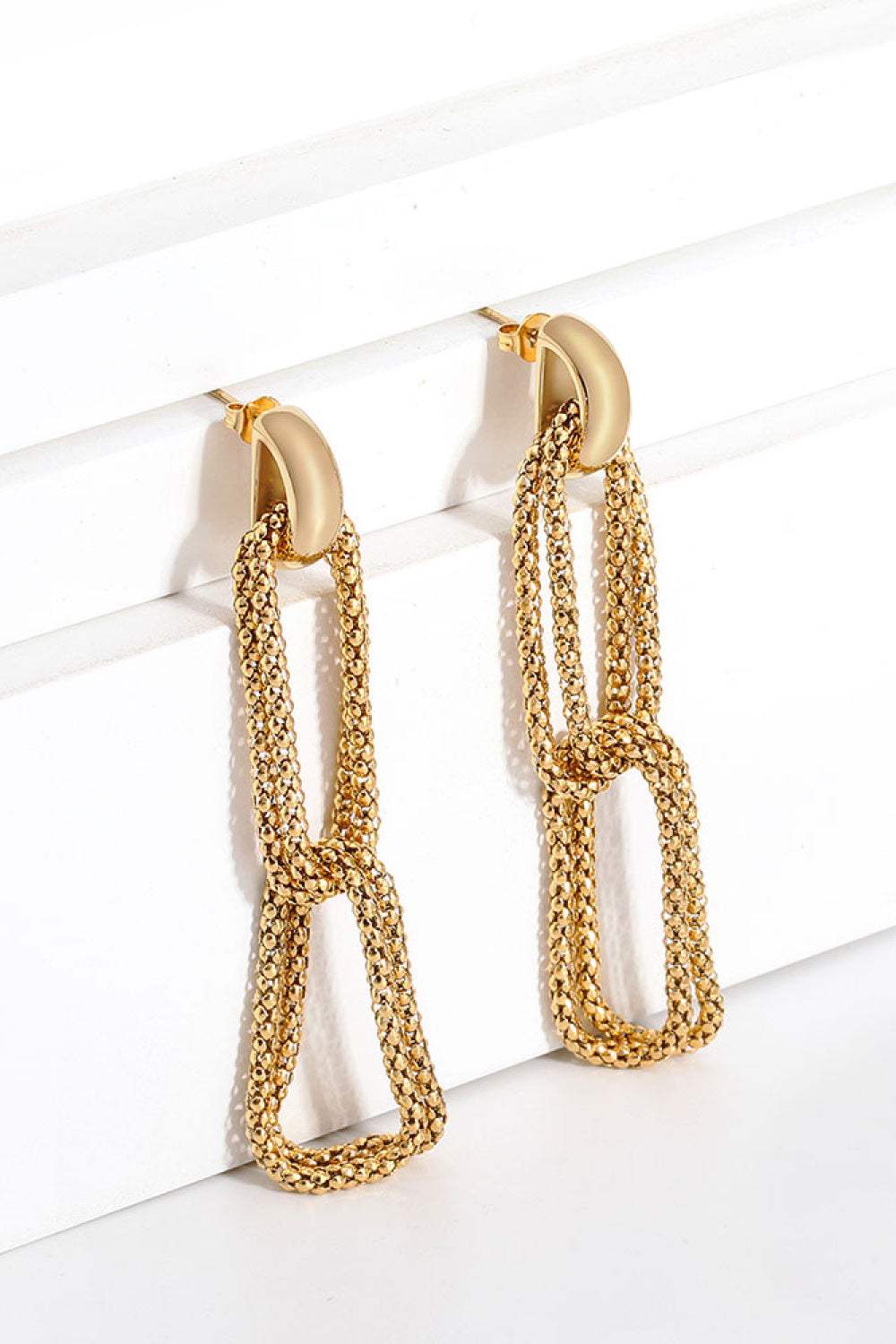 Gold-Plated D-Shaped Drop Earrings Gold One Size Earrings - Tophatter Daily Deals