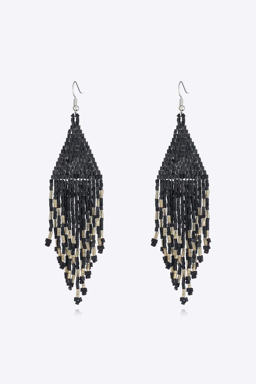 Beaded Dangle Earrings Black One Size Earrings - Tophatter Daily Deals