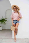 Half Button Johnny Collar Blouse Blouses - Tophatter Daily Deals