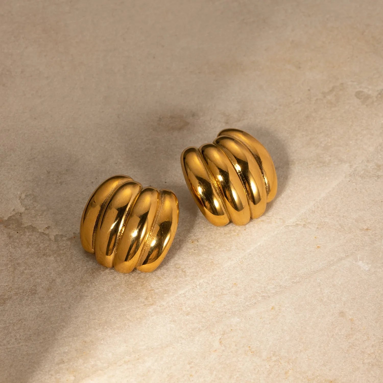 Stainless Steel Geometric Stud Earrings Gold One Size Earrings - Tophatter Daily Deals