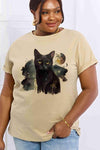 Simply Love Full Size Black Cat Graphic Cotton Tee Women's T-Shirts - Tophatter Daily Deals