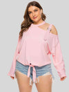 Plus Size Cold-Shoulder Tied Top - Tophatter Deals