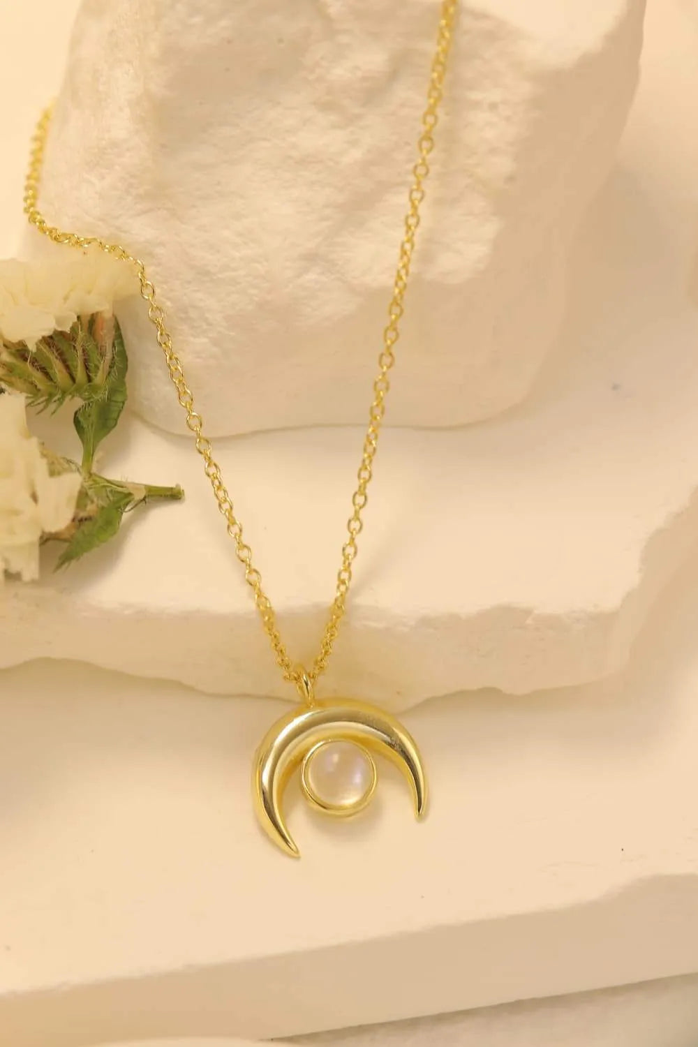 High Quality Natural Moonstone Moon Pendant 925 Sterling Silver Necklace Moonstone - Tophatter Daily Deals