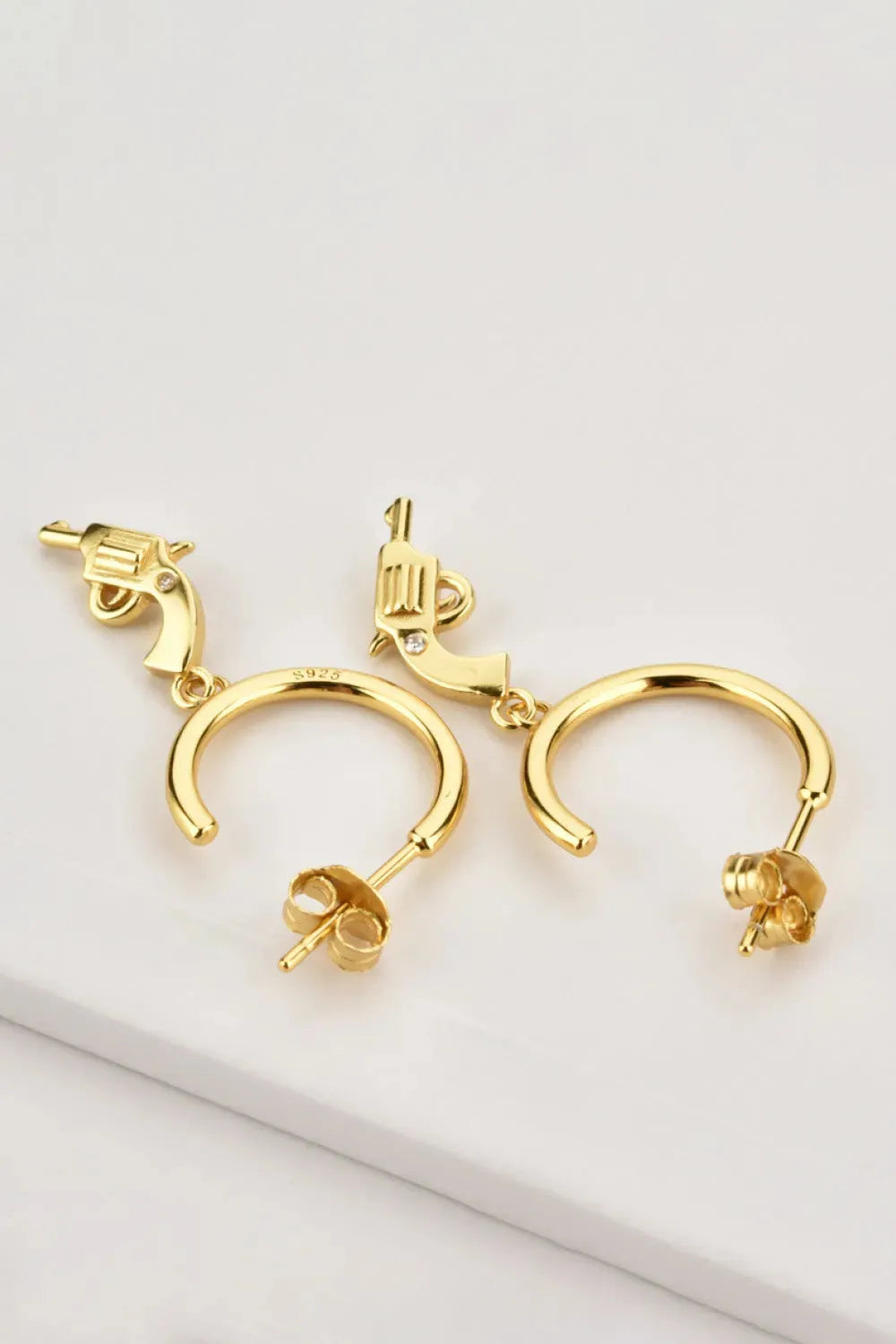 925 Sterling Silver C-Hoop Gun Drop Earrings Earrings - Tophatter Daily Deals