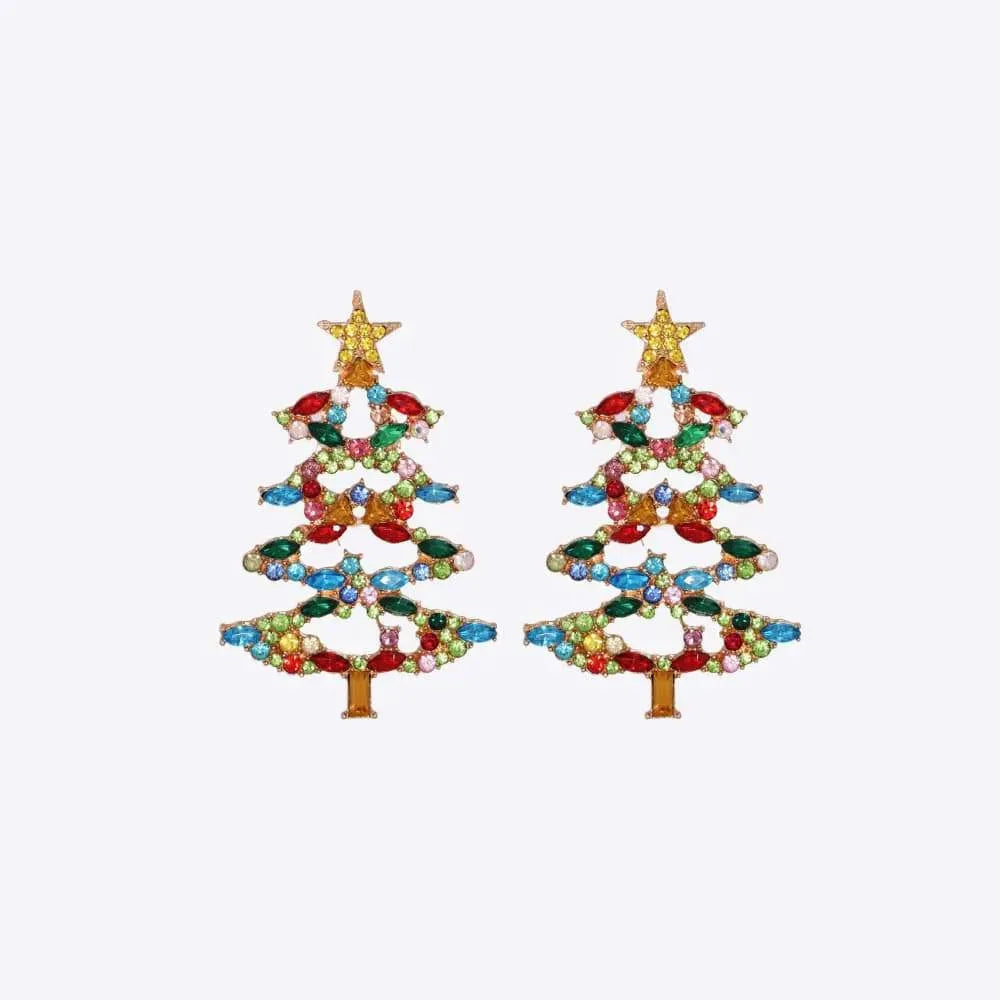 Christmas Tree Rhinestone Alloy Earrings Multicolor One Size Earrings - Tophatter Daily Deals