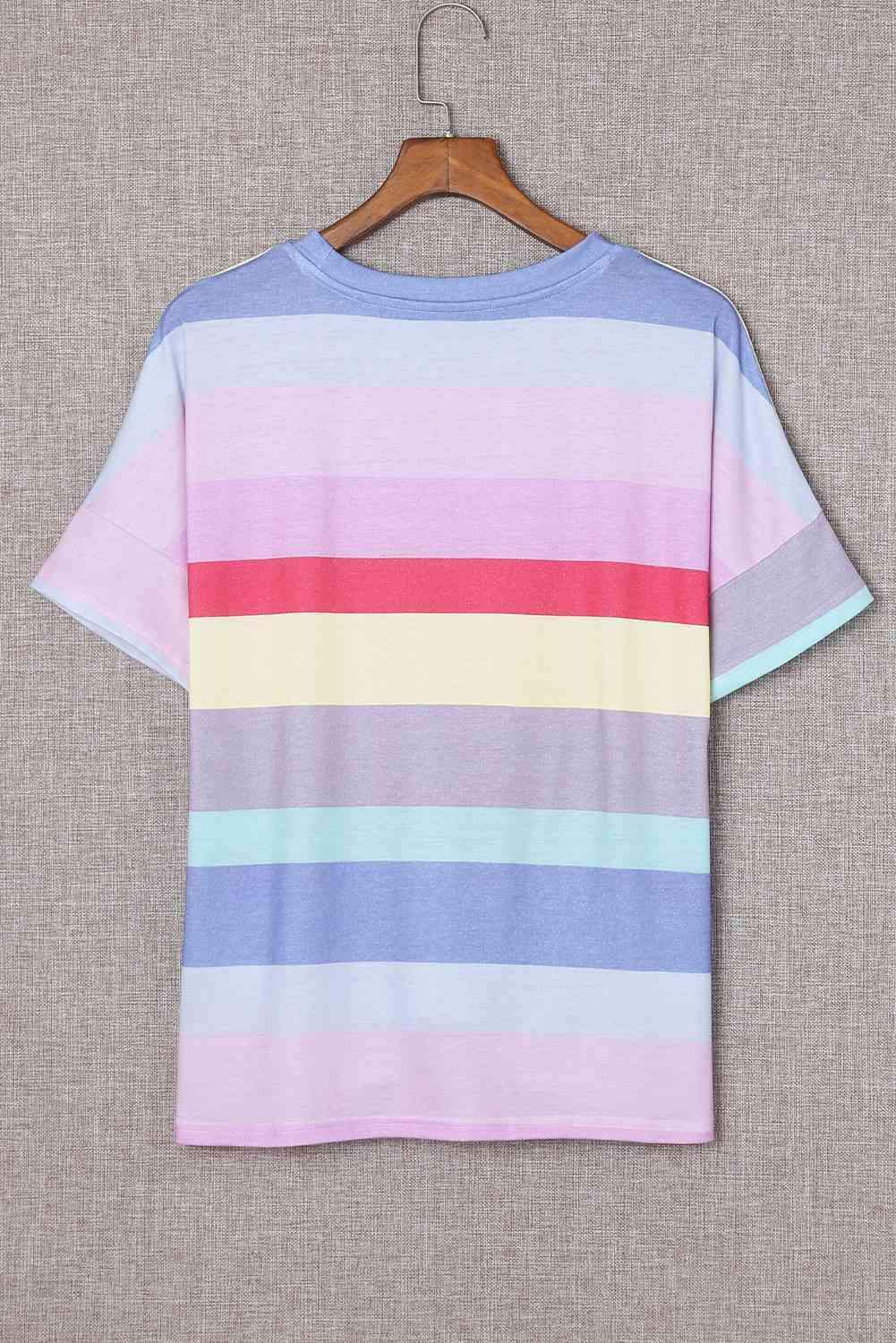 Rainbow Stripe Tie-Front Tee Shirt Women's T-Shirts - Tophatter Daily Deals