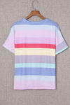 Rainbow Stripe Tie-Front Tee Shirt Women's T-Shirts - Tophatter Daily Deals