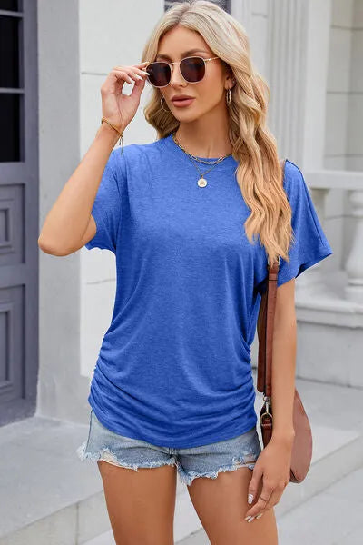 Round Neck Flutter Sleeve T-Shirt Women's T-Shirts - Tophatter Daily Deals