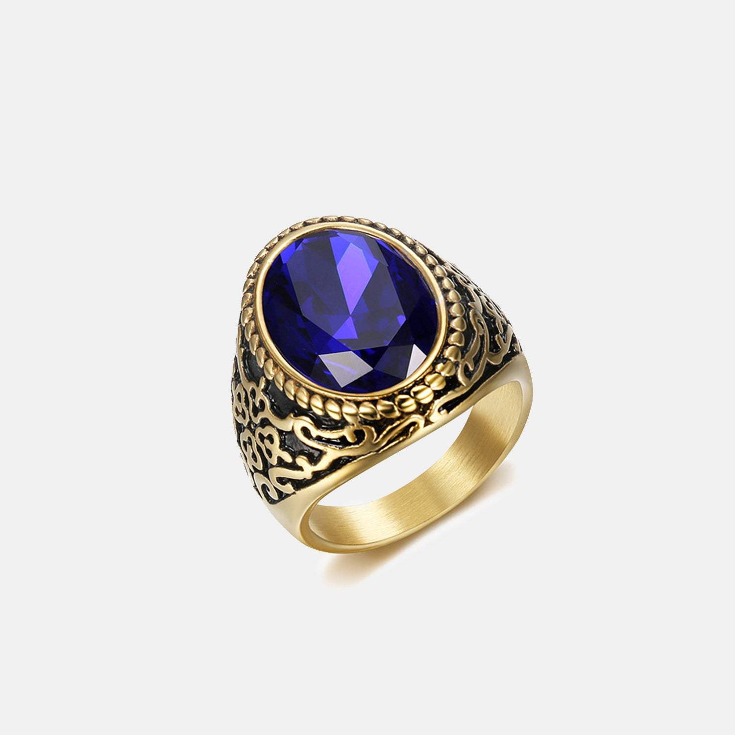 Geometric Titanium Steel Ring Royal Blue Rings - Tophatter Daily Deals