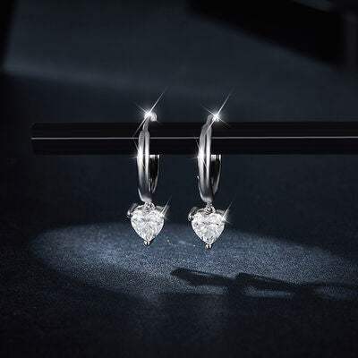 1 Carat Moissanite 925 Sterling Silver Heart Earrings Moissanite - Tophatter Daily Deals