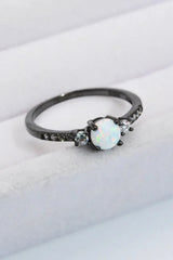 925 Sterling Silver Round Opal Ring Black Opal Opal - Tophatter Daily Deals