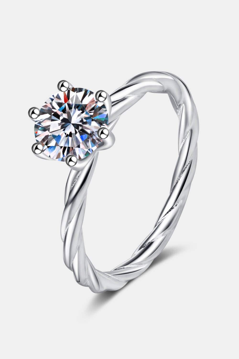 1 Carat Moissanite 6-Prong Twisted Ring - Tophatter Shopping Deals