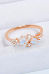 Natural Moonstone and Zircon Open Ring Rose Gold One Size Moonstone - Tophatter Daily Deals