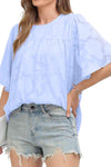 Round Neck Half Sleeve Blouse Blouses - Tophatter Daily Deals