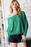 Reborn J Exposed Seam Lantern Sleeve Top Blouses - Tophatter Daily Deals