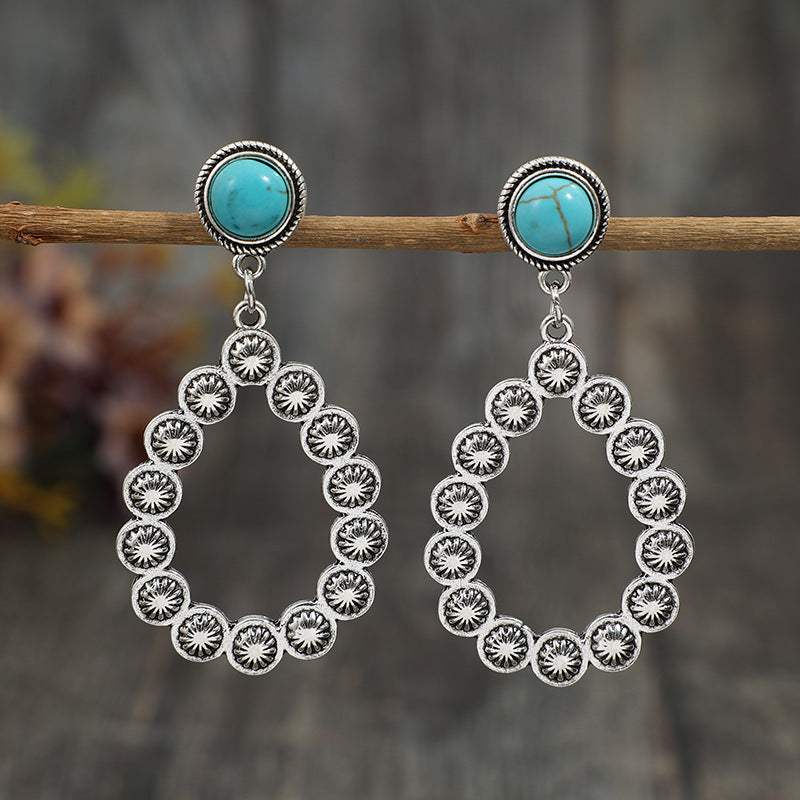 Artificial Turquoise Teardrop Earrings Silver One Size Earrings - Tophatter Daily Deals