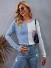 Color Block Round Neck Top with Pocket Women's T-Shirts - Tophatter Daily Deals