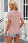 Eyelet V-Neck Petal Sleeve T-Shirt Women's T-Shirts - Tophatter Daily Deals